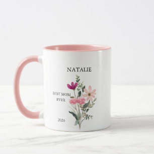 Feliz Dia das Mães Nome, Ano com Caneca de Foto