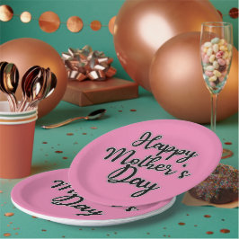 Feliz Dia das Mães Prato de Papel Rosa
