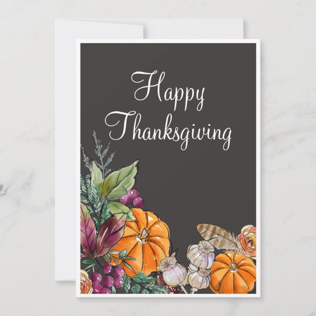 Feliz Dia de Ação de Graças Aquarela Pumpkins outo (Frente)