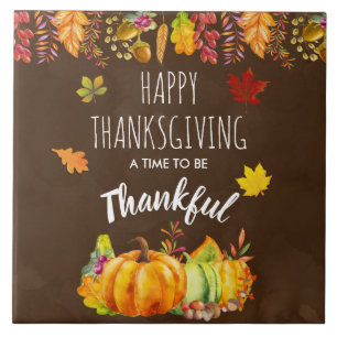 Feliz Dia de Ação de Graças Pumpkins e Folhagem de