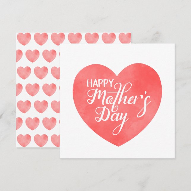 Feliz dia de as mães de cor rosa, mãe ama (Frente/Verso)