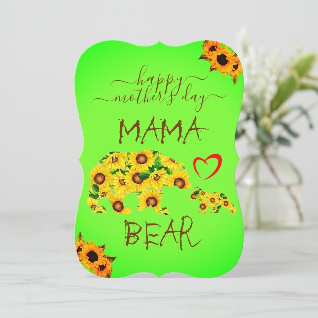 Feliz dia de as mães personalizado MAMA BEAR Sunfl (Em pé/Frente)