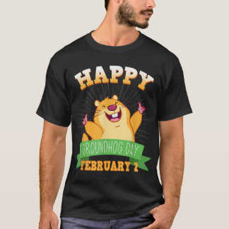 Feliz Dia de Marmota Longa Camisa De Capa Feita Fe