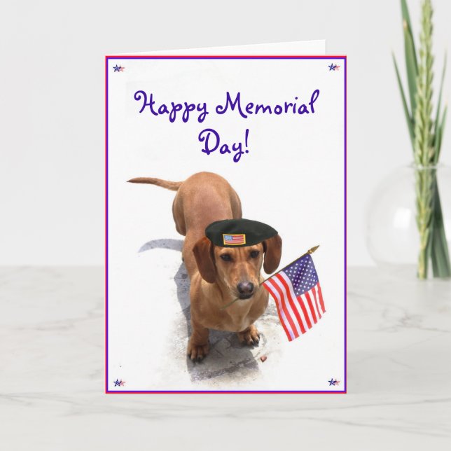 Feliz Dia de Memória Cartão de Saudação Dachshund (Frente)