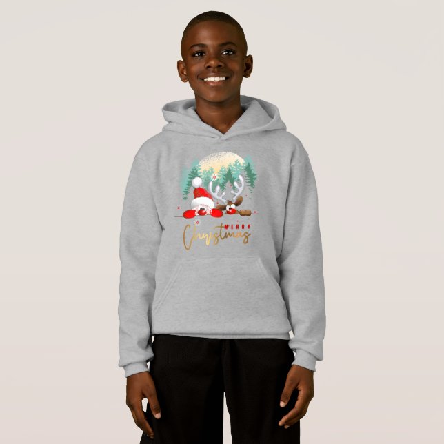 Feliz Dia de Natal | Crianças Pullover Hoodie (Frente Completa)