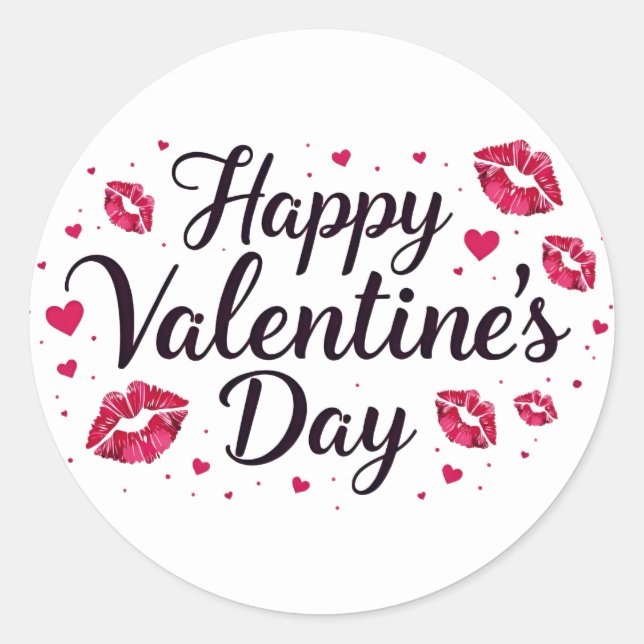 Feliz dia de os namorados adesivo com beijos de ba (Frente)