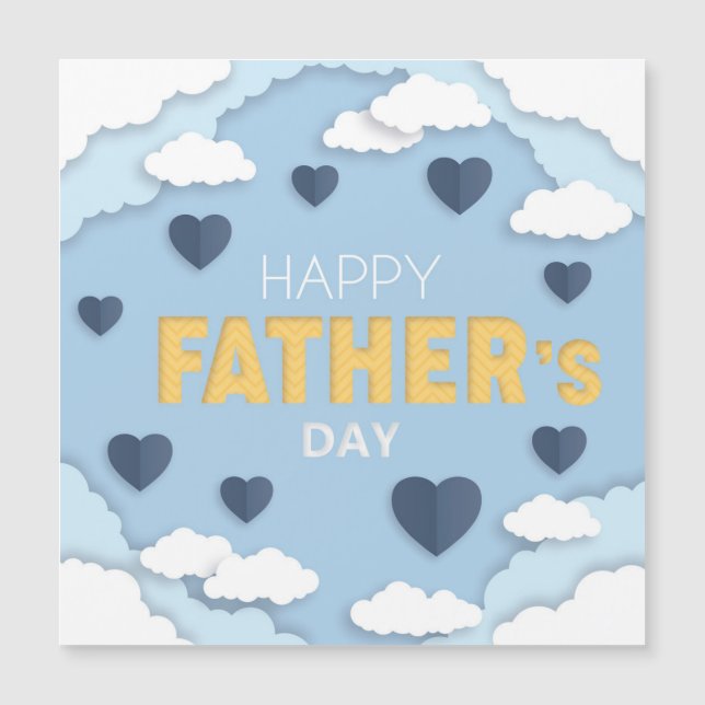 Feliz Dia de os pais de corações azuis no céu (Frente)