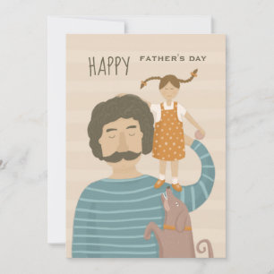 Feliz dia de os pais. Filha pai e cachorro engraça