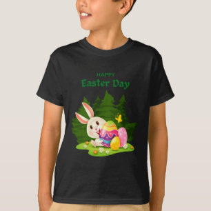 Feliz Dia de Páscoa e Coelhinho Deseja Camiseta Di