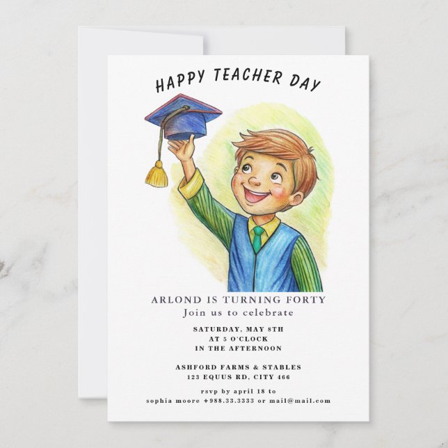 feliz dia de professor Convite de aniversário (Frente)