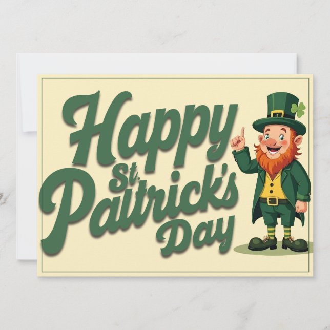 Feliz Dia de São Patrício Leprechaun Fofo (Frente)