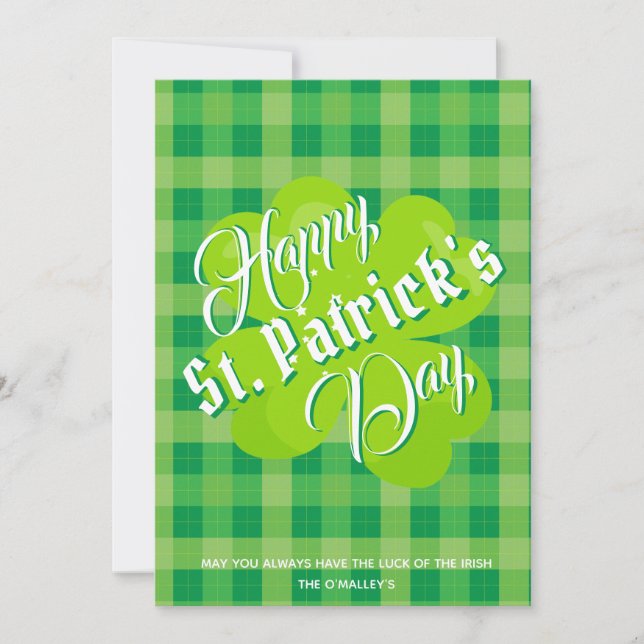Feliz Dia de São Patrício Tartã Verde Trevo Sortud (Frente)