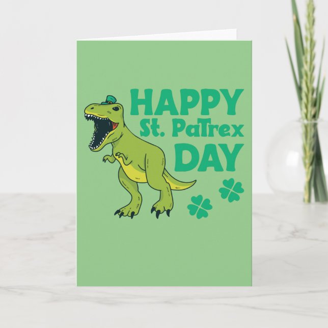 Feliz Dia de St. Patrex Trex Cartão de Piada do St (Frente)
