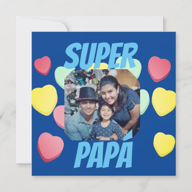 Feliz día del Padre Super Papá espanhol (Frente)
