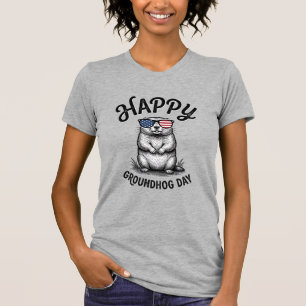 Feliz Dia do Groundhog Camisa com Desenho de Gravu