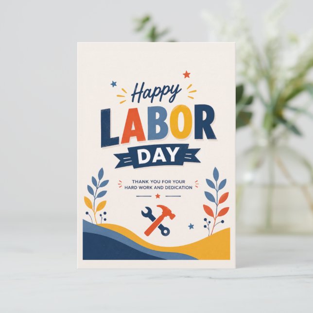 Feliz Dia do Trabalho Agradecimento Obrigado  (Em pé/Frente)
