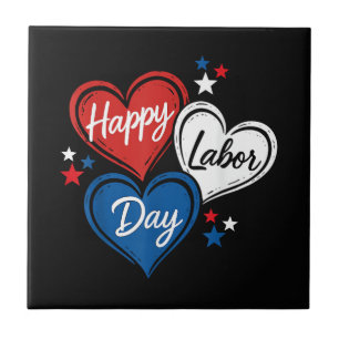 Feliz Dia do Trabalho Corações Patrióticos Vermelh