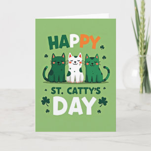 Feliz Dia dos Gatos Divertidos Cartão de Gatos