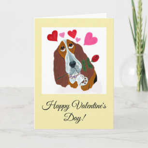 Feliz Dia dos Namorados Cartão de Basset Hound Cac