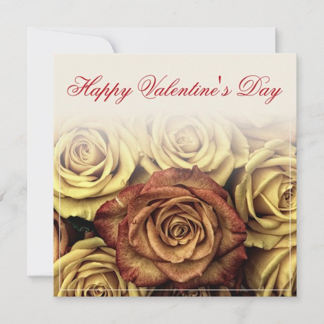 Feliz dia dos namorados com buquê de rosas amarela (Frente)