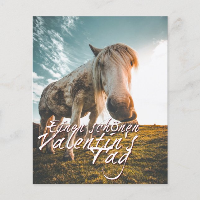Feliz dia dos namorados com cavalo olhando (Frente)