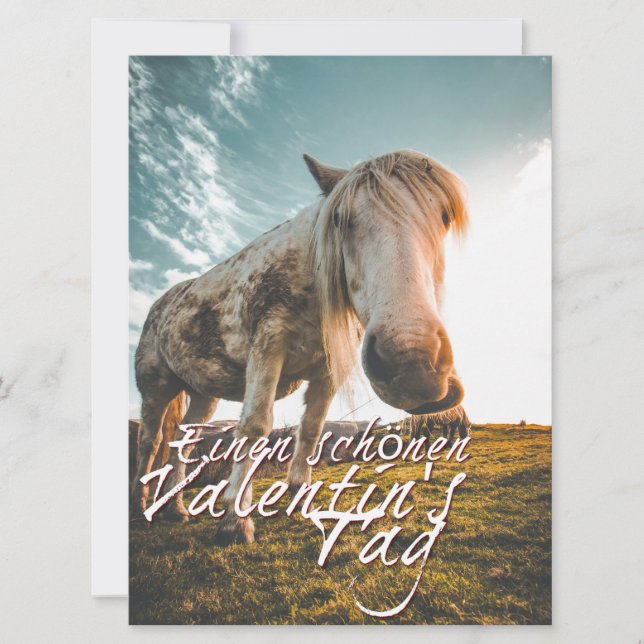 Feliz dia dos namorados com cavalo olhando (Frente)