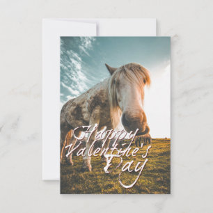 Feliz dia dos namorados com cavalo olhando