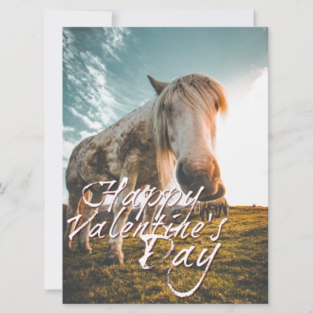 Feliz dia dos namorados com cavalo olhando (Frente)