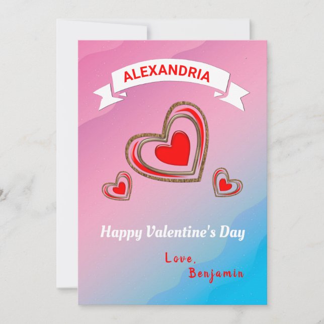 Feliz Dia dos Namorados Padrão de Coração Vermelho (Frente)