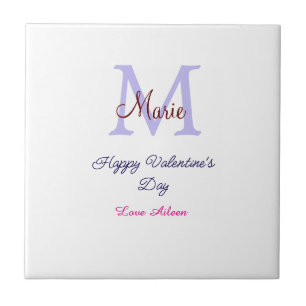 Feliz dia dos namorados pastel roxo monograma rosa