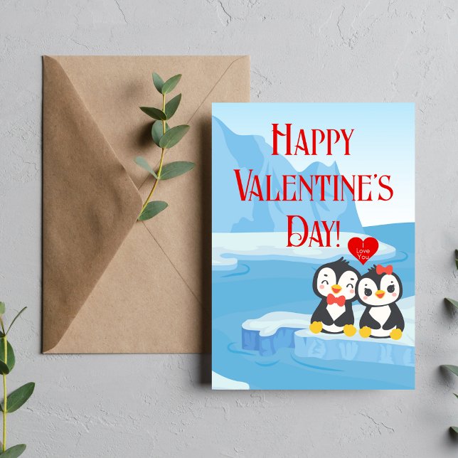 Feliz Dia dos Namorados Pinguins Casais (Happy Valentine's Day Penguin Pair)