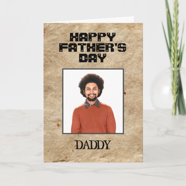 Feliz Dia dos Pais Papai Foto Cartão Personalizado (Frente)