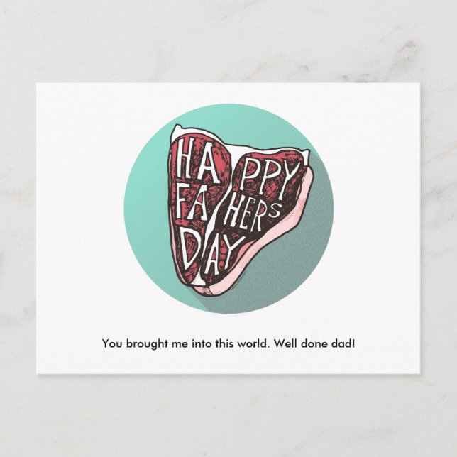 Feliz Dia dos Pais T-Bone Steak Cartão Postal (Frente)