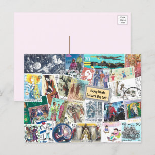 Feliz Dia Mundial do Cartão Postal - Cartaz com Pe