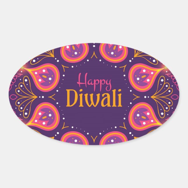 Feliz Diwali   Adesivo Oval (Frente)
