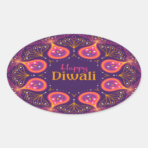 Feliz Diwali   Adesivo Oval