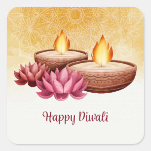 Feliz Diwali   Adesivo Quadrado