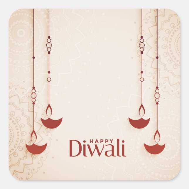 Feliz Diwali   Adesivo Quadrado (Frente)