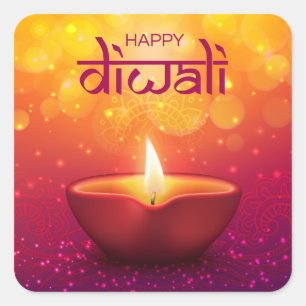 Feliz Diwali   Adesivo Quadrado