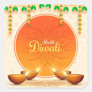 Feliz Diwali   Adesivo Quadrado