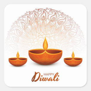 Feliz Diwali   Adesivo Quadrado
