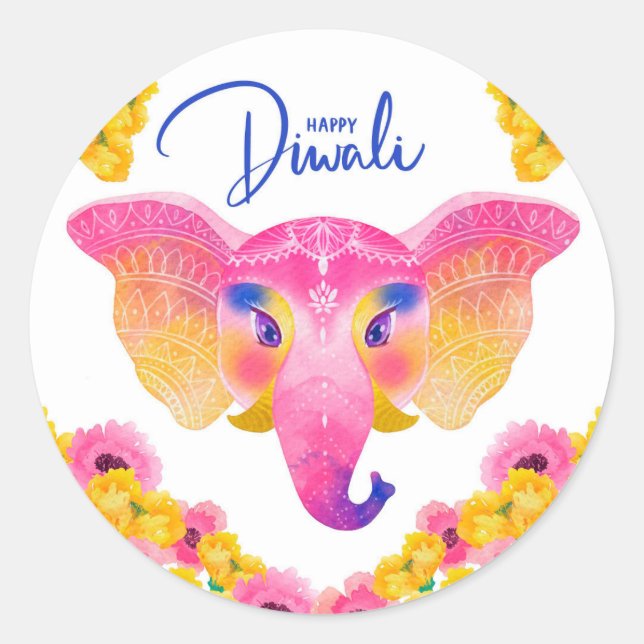 Feliz Diwali  Adesivo Redondo Clássico (Frente)