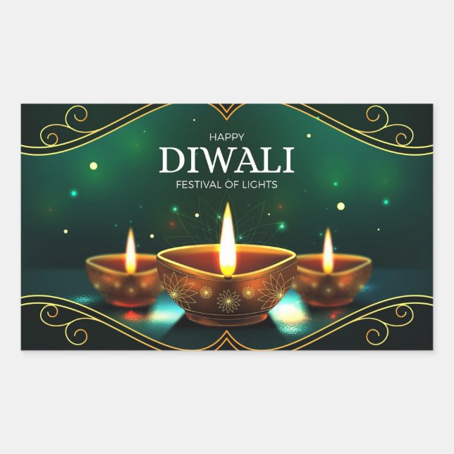 Feliz Diwali Adesivo Retangular (Frente)