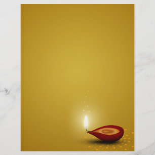 Feliz Diwali Diya - Papelaria de Carta com Cabeçal