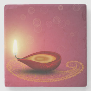 Feliz Diwali Diya - Porta copos de Pedra Marble