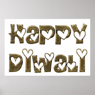 Feliz Diwali saudando Poster de tipografia cardíac