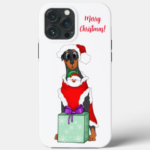 Feliz Doberman De Natal Em Papais noeis
