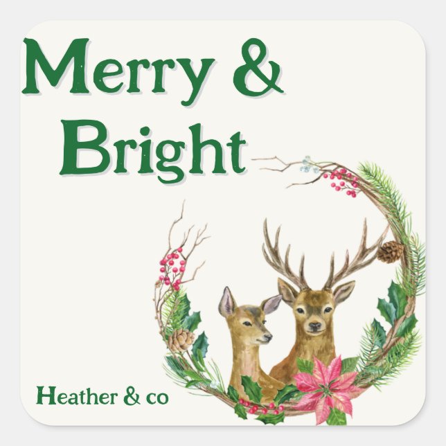 Feliz e belo adesivo de renas (Frente)