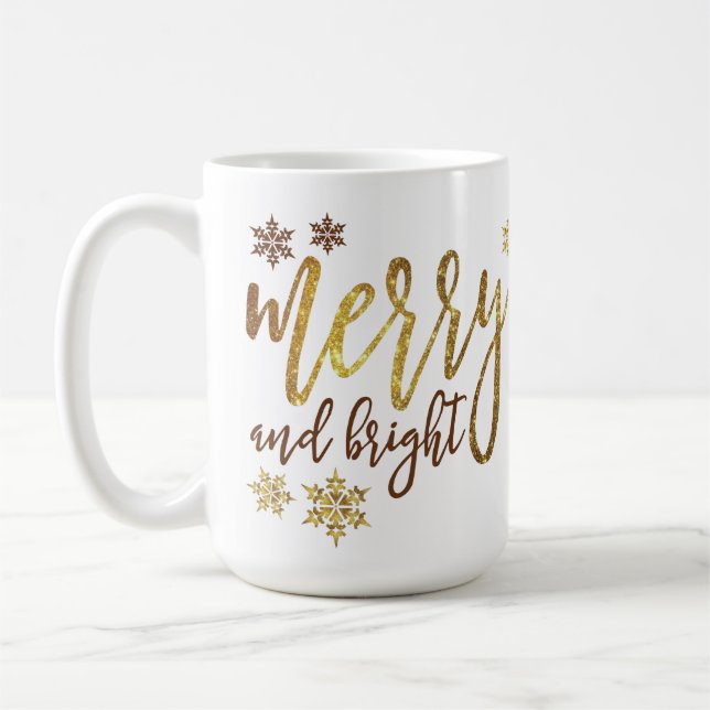 Feliz e Brilho - Ouro de caneca de Natal (Esquerda)