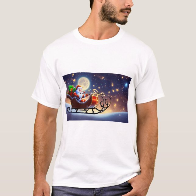 "Feliz e Camiseta de Natal Brilhante" (Frente)